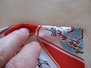 pressing the seam on scarf #1