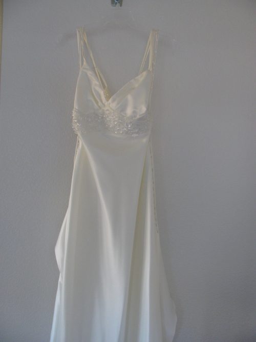 strapless open back dress ASHLEYlauren 1740 Organza Overskirt