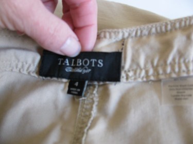 take out talbots tag of waist on skirt, 730