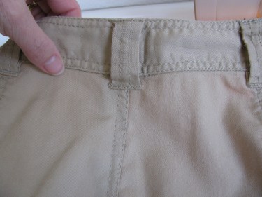 the outside back of the skirt when the waist is taken in, 750