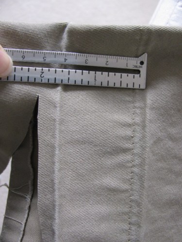 measure out 2" and cut off excess, hem using inseam, #855
