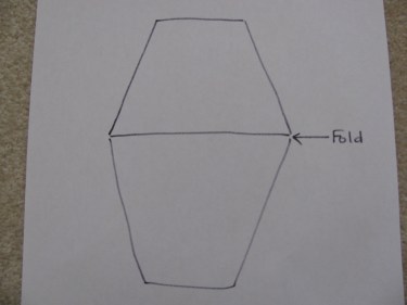 diagram of a modesty panel for corset back post