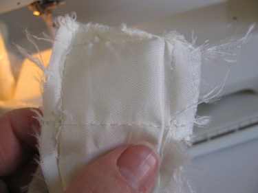 looking at the seam of taking up the shoulder seam on a wide strap
