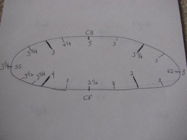 diagram of measurements of a bubble hem, 942