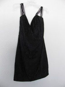 shorten spaghetti straps in a black formal dress