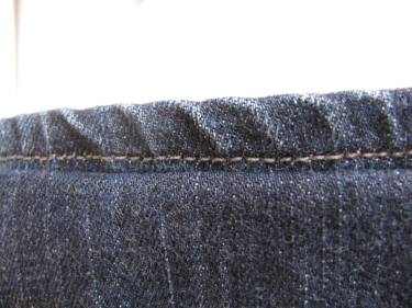the new hem from the right side of the jeans