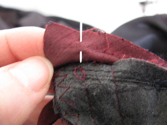 lining up the cording with the new samline, altering a dress with piping, 1133