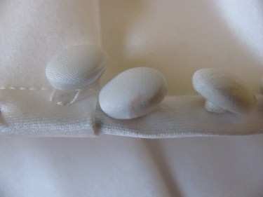 saliva removed from a wedding gown after a little blood from a pin prick