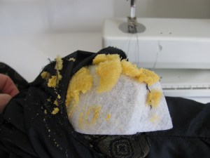 photo of disintegrated jacket foam shoulder pad