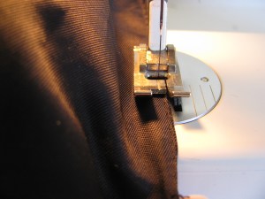 sewing up the lining in the English jacket