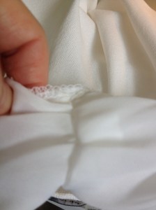 stitching up the collar to make it shorter, 1372