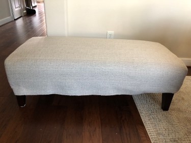 how to reupholster a bench, full view before stapling, 7760
