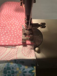 4302, start sewing the edge of the pillowcase using a 1/4" seam