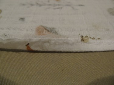 9212, press up 1/4" on the gauze baby blanket