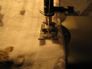 9223, now stitch all the way down the next edge., gauze baby blanket