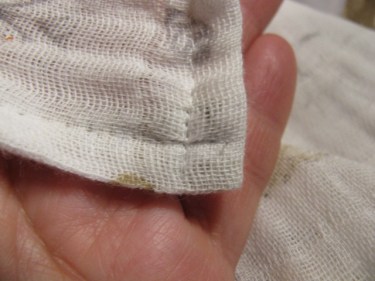 9224, corner stitching on gauze baby blankets