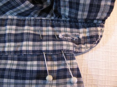 9257, pin the flipped collar in place