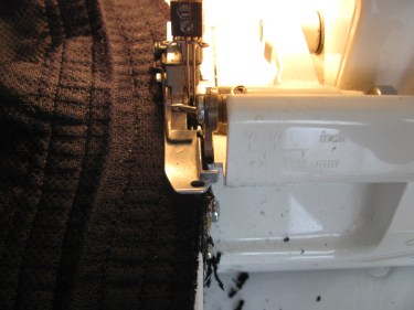 8371, serge the edge of the waistband, replacing the elastic in a garment